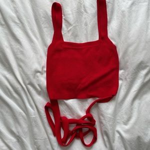 Strapped knit crop top